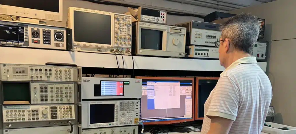 Xavi Garcia, responsable técnico de telproCE, en el banco de ensayos del laboratorio EMC